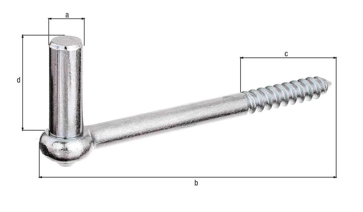 Alberts Kloben zum Einschrauben, verzinkt, Ø 16 mm, Länge 165 mm, Gewindelänge 70 mm