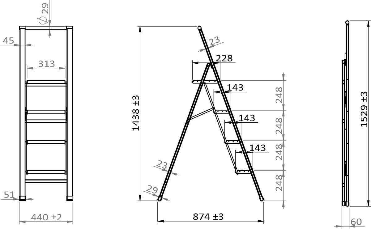WENKO Alu-Design Klapptrittleiter 4-stufig, rutschfeste Haushaltsleiter, Sicherheitsleiter, Farbwahl Produktabbildung 8