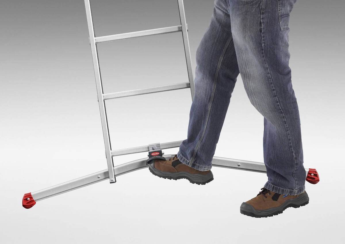 Hailo 2A-Ware ProfiLOT Aluminium-Teleskopleiter, gratis Einhängetritt, Kombi-Leiter 3 x 12 Sprossen Produktabbildung 7
