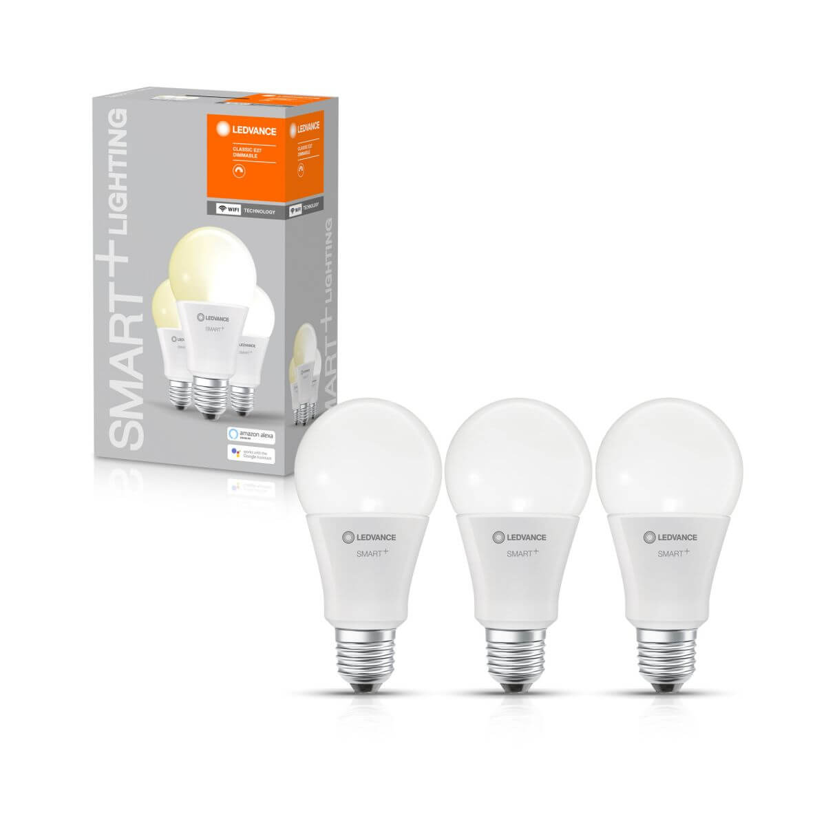 Ledvance 3er Pack SMART+ WiFi LED Classic A100, 14 W = 100 W, 1521 lm, E27, Warmweiß, 2700 K Produktabbildung 1