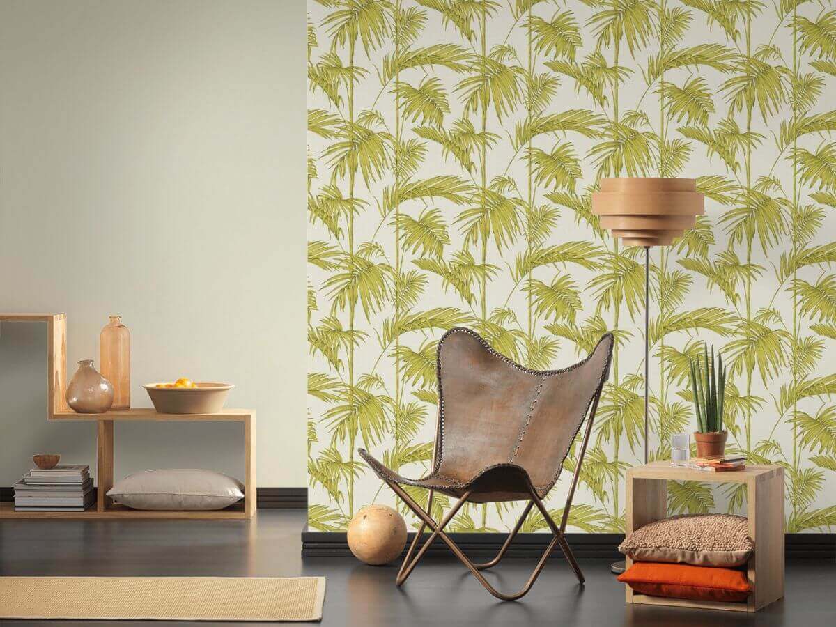 Livingwalls Creme Floral Palme Vliestapete Metropolitan Stories 369194