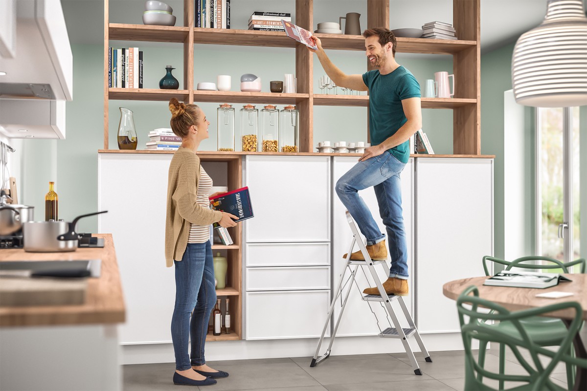 Hailo 2A-Ware K60 3 stufig StandardLine Klapptritt Aluminium, leichte & flache Trittleiter Produktabbildung 7