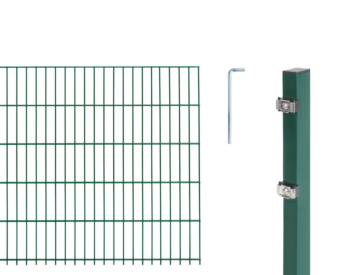 Alberts Komplettset Doppelstabmattenzaun, Grün, Mattenbreite 2 m, 200 cm hoch, 6 m lang Produktabbildung 2