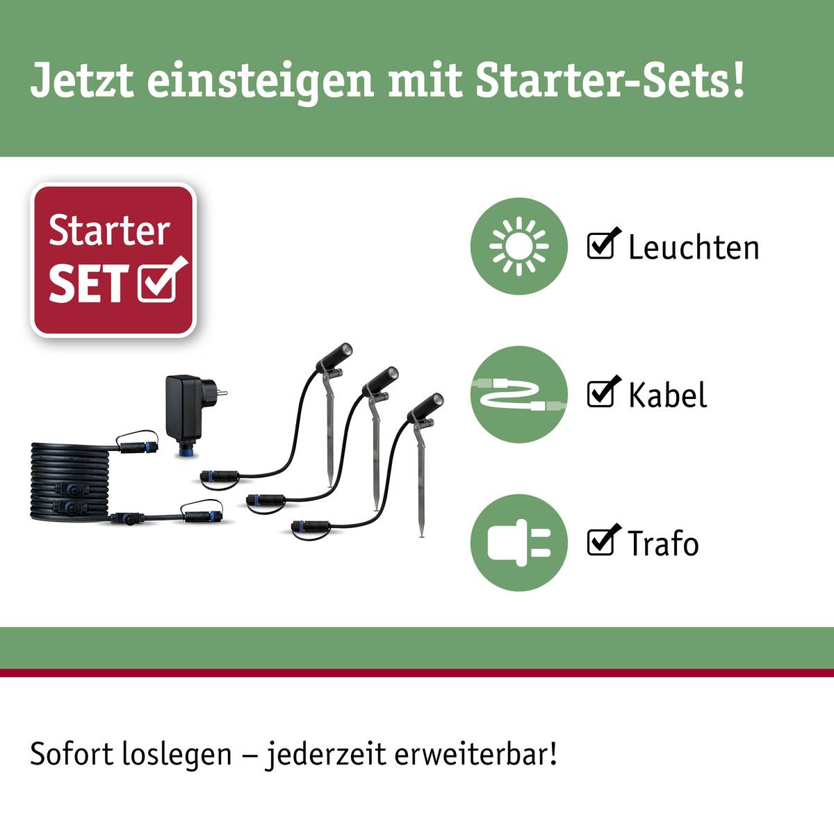 Paulmann Plug & Shine Basisset Erdspieß Plantini, IP65, 3x2,5W, 24V, Anthrazit, Warmweiß (3000 K) Produktabbildung 4