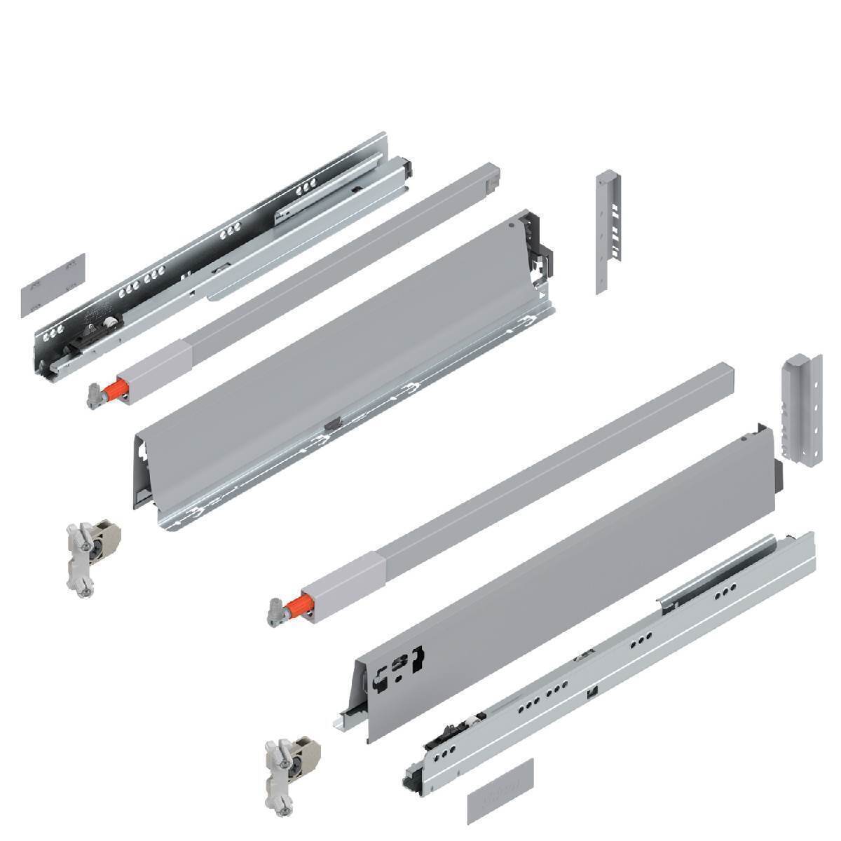 Blum TANDEMBOX Frontauszug Reling C Vollauszug BLUMOTION Soft-Close, INSERTA, Grau, 65kg, 65cm Produktabbildung 1