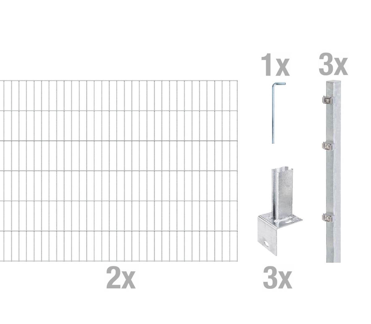 Alberts Komplettset Doppelstabmattenzaun Fvz L-Pfostenträger, 2m Matten, Höhe 80-120 cm Länge 4-30 m Produktabbildung