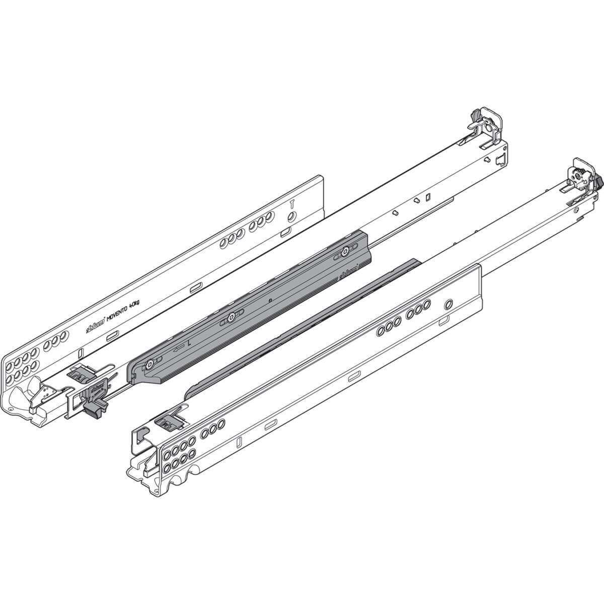Blum MOVENTO Vollauszug 760H mit Blumotion S, max Belastung 40 kg, diverse Längen Blum MOVENTO Vollauszug 760H mit Blumotion S, max Belastung 40 kg, diverse Längen