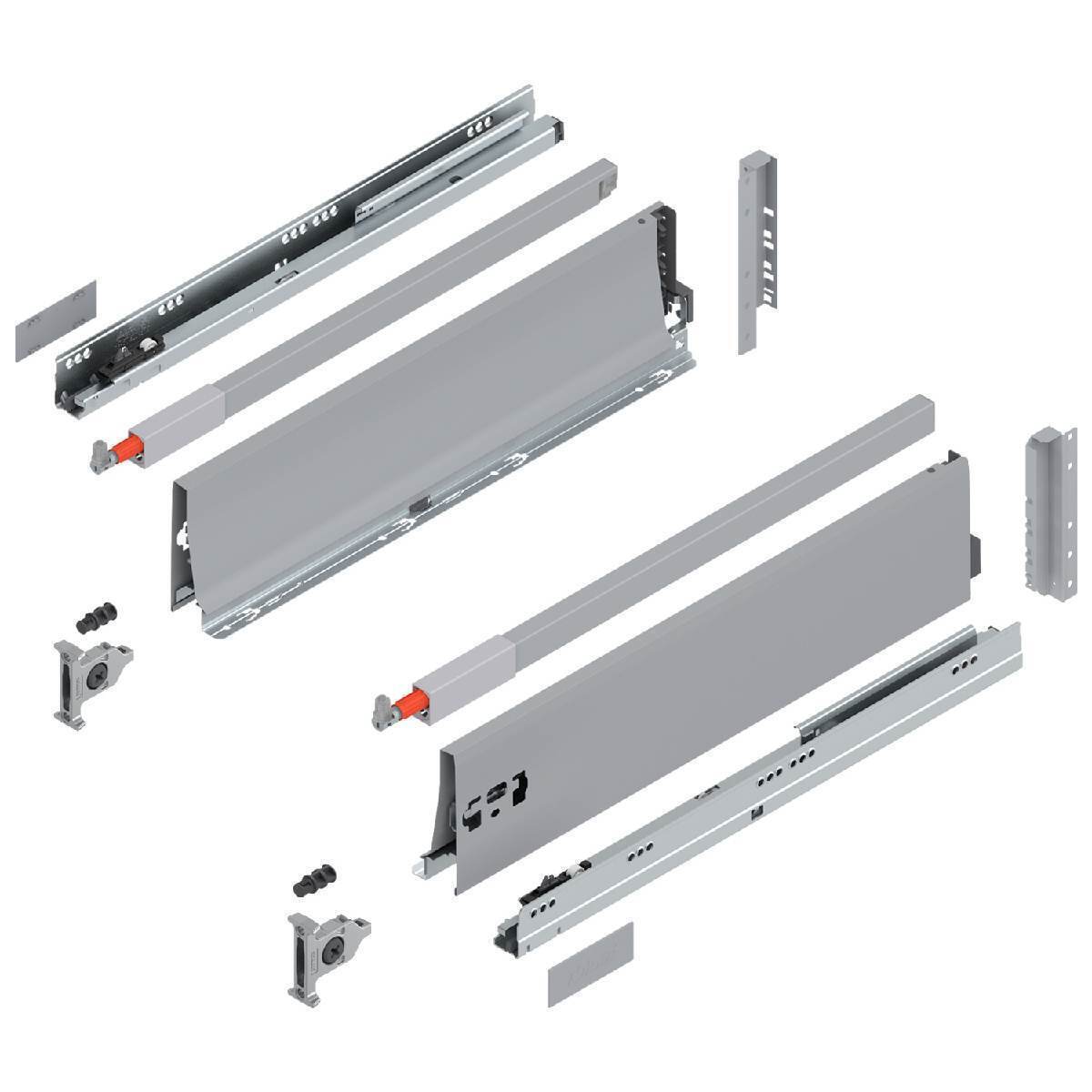 Blum TANDEMBOX Frontauszug Reling D Vollauszug K-Zarge BLUMOTION, zum Anschrauben, Grau, 30kg, 60cm Produktabbildung 1