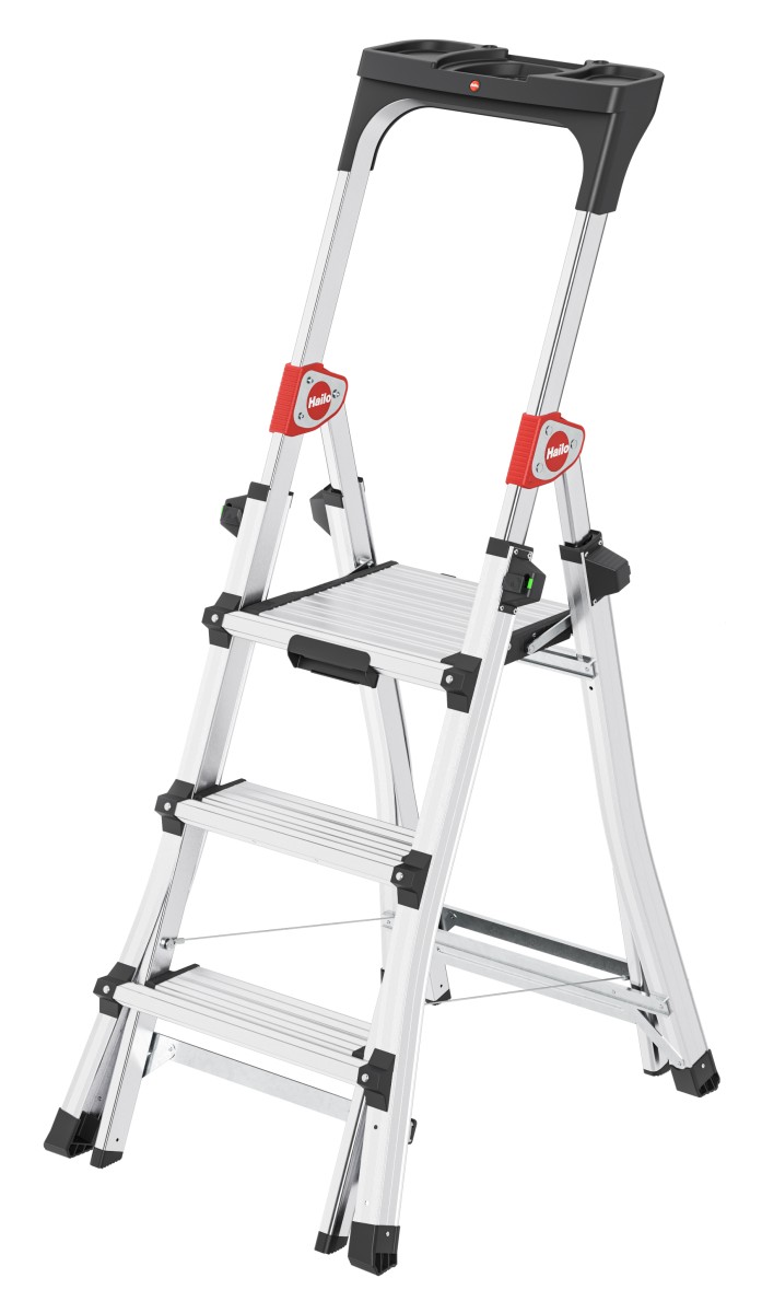 Hailo 2A-Ware TL100 TopLine Aluminium-Haushaltsleiter, 3 - 5 Stufen, flexible Arbeitshöhe, Ablage Produktabbildung 3