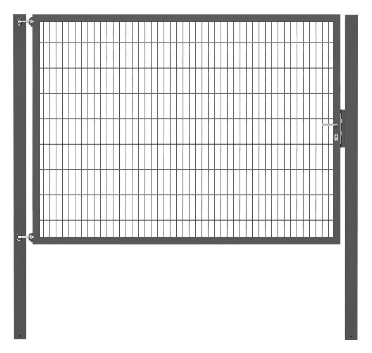 Alberts Einzeltor Flexo Plus für Doppelstabmatten, Anthrazit 10x10cm, Breite 250 cm, Zaunhöhe 180 cm Produktabbildung 1
