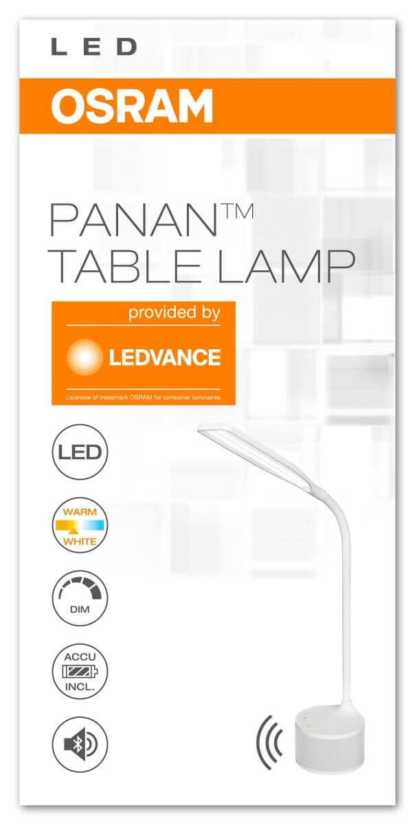 Osram Panan Speaker Tischleuchte, Lautsprecher via Bluetooth oder Aux-Kabel, Dimmbar, Akkubetrieb Produktabbildung 3