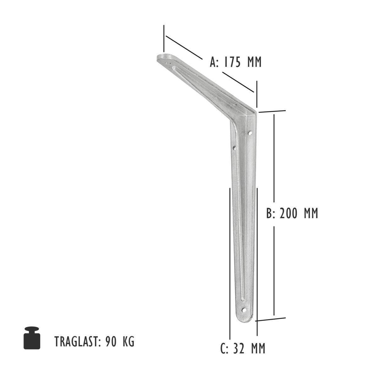 siwitec Profil-Konsole aus Aluminium, Regalwinkel mit T-Profil & hoher Traglast, 175x200 mm 2er Set Produktabbildung 2