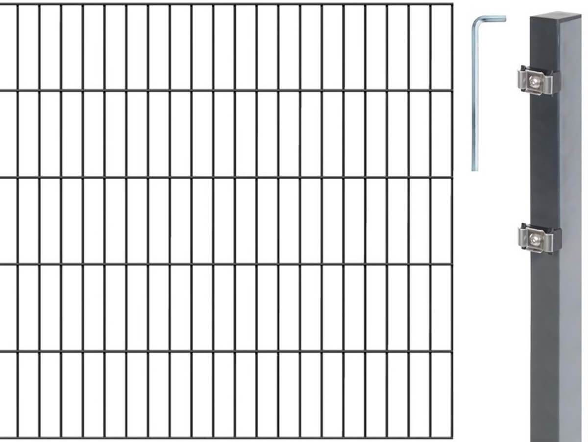 Alberts Komplettset Doppelstabmattenzaun Anthrazit, 2 m Matten, Höhe 200 cm, Länge 6 m Produktabbildung 2
