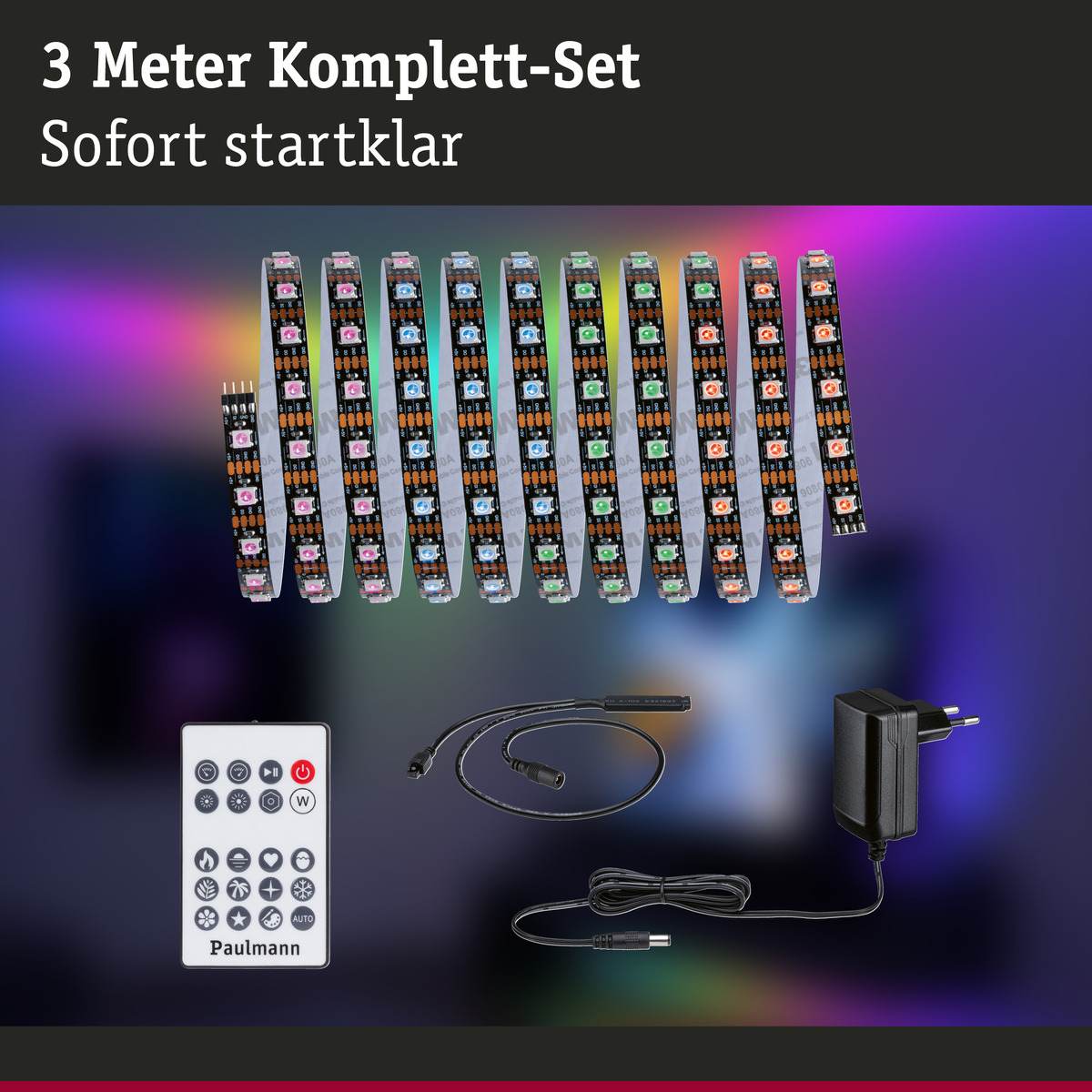 Paulmann EntertainLED LED Stripe Dynamic Rainbow RGB, Komplettset, 1,5 - 5 m, kürzbar, Gaming Light Produktabbildung 4