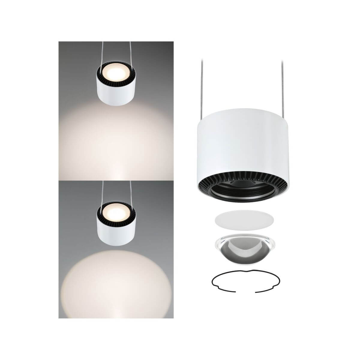 Paulmann URail LED Pendel Aldan, 8,5W, 230V, 820lm, Warmweiß 2700K, dimmbar, Weiß | Schwarz Produktabbildung 2