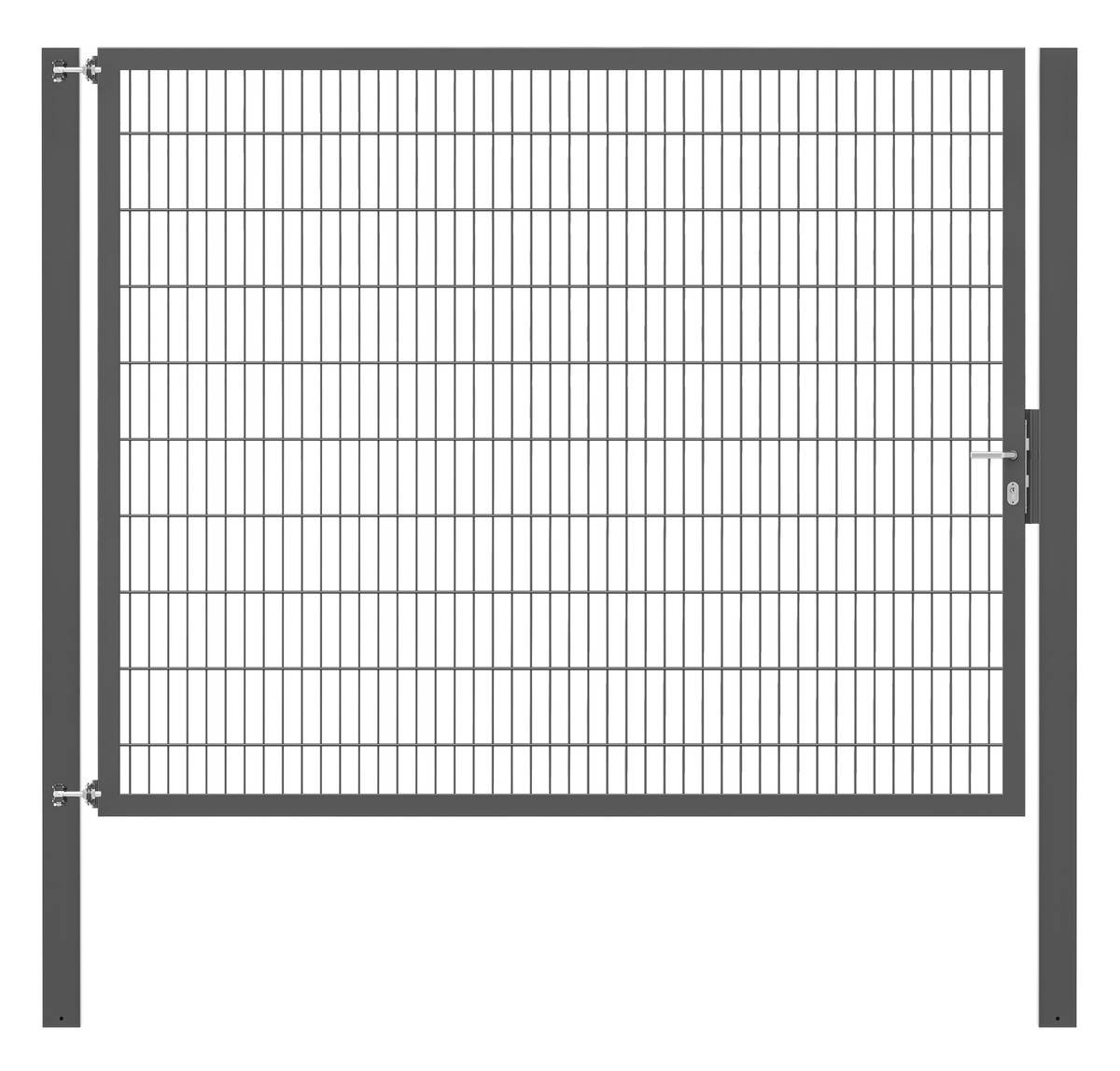 Alberts Einzeltor Flexo Plus für Doppelstabmatten Anthrazit, 10x10cm, Breite 250 cm, Zaunhöhe 200 cm Produktabbildung 1