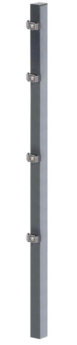 Alberts Zaunpfosten mit Klemmlasche, Bohrabstand 40 cm, 80 cm, Doppelstabmattenzaun, Feuerverzinkt Produktabbildung 3
