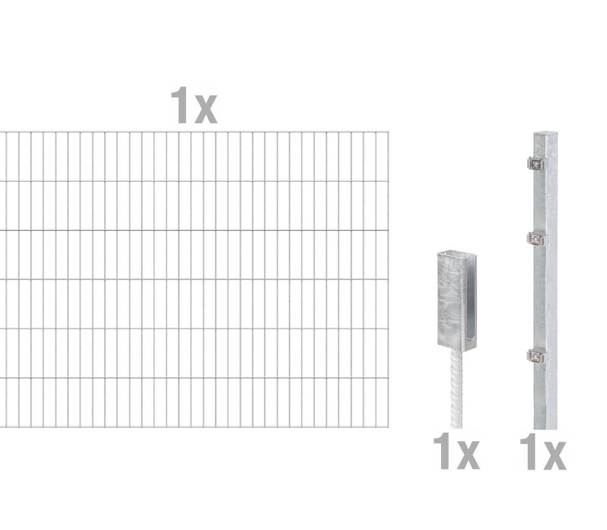 Alberts Anbauset Doppelstabmattenzaun, PT mit Riffelstahldolle, 2m Matten, Höhe 80-120 cm Länge 2 m Produktabbildung