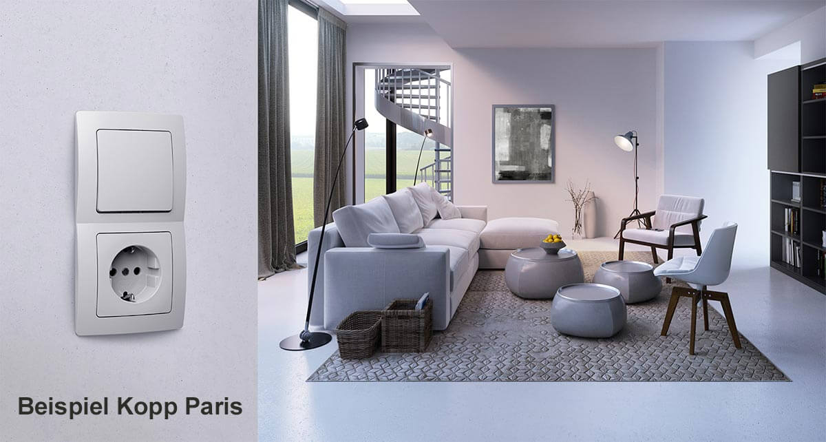 Kopp UAE Abdeckung Paris, Computer Anschlussdose 1-2 Anschlüsse, Weiß, Silber, Palisander & Schwarz Produktabbildung 2