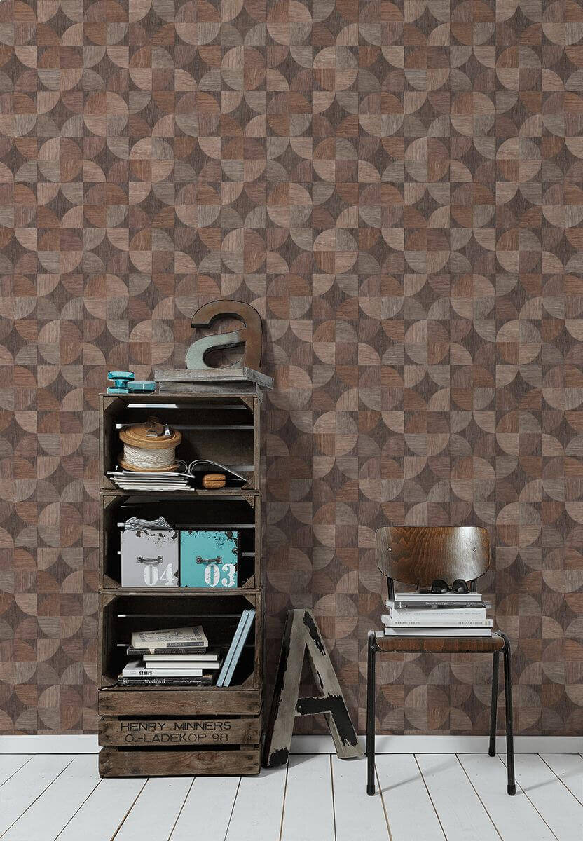 Livingwalls Beige Holz Mosaik Vliestapete Metropolitan Stories 369131