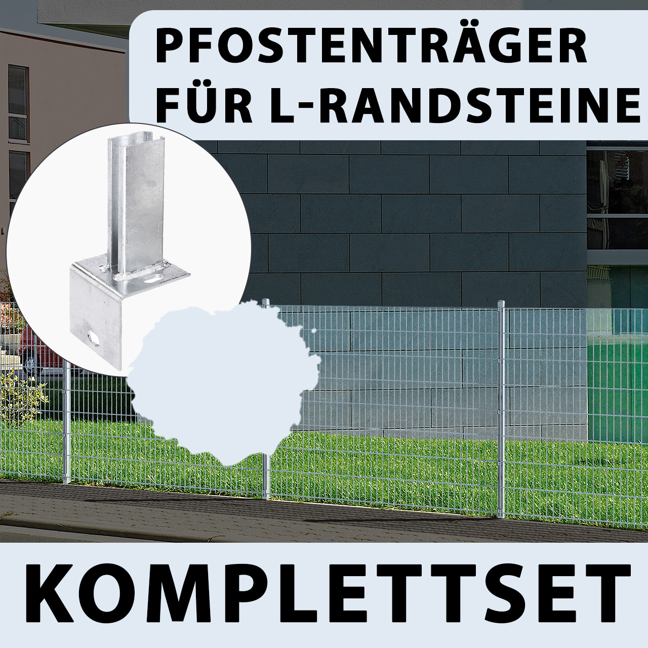 Alberts Komplettset Doppelstabmattenzaun Fvz L-Pfostenträger, 2m Matten, Höhe 80-120 cm Länge 4-30 m Produktabbildung 6