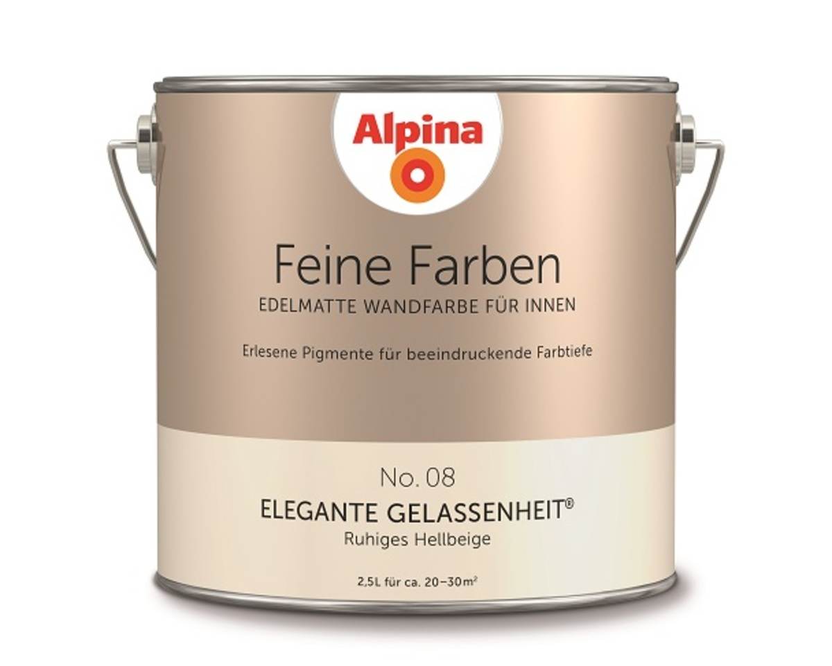 Alpina Feine Farben, Edelmatte Wandfarbe für Innen, 2,5 l, Elegante Gelassenheit-Hellbeige Alpina Feine Farben, Edelmatte Wandfarbe für Innen, 2,5 l, Elegante Gelassenheit-Hellbeige