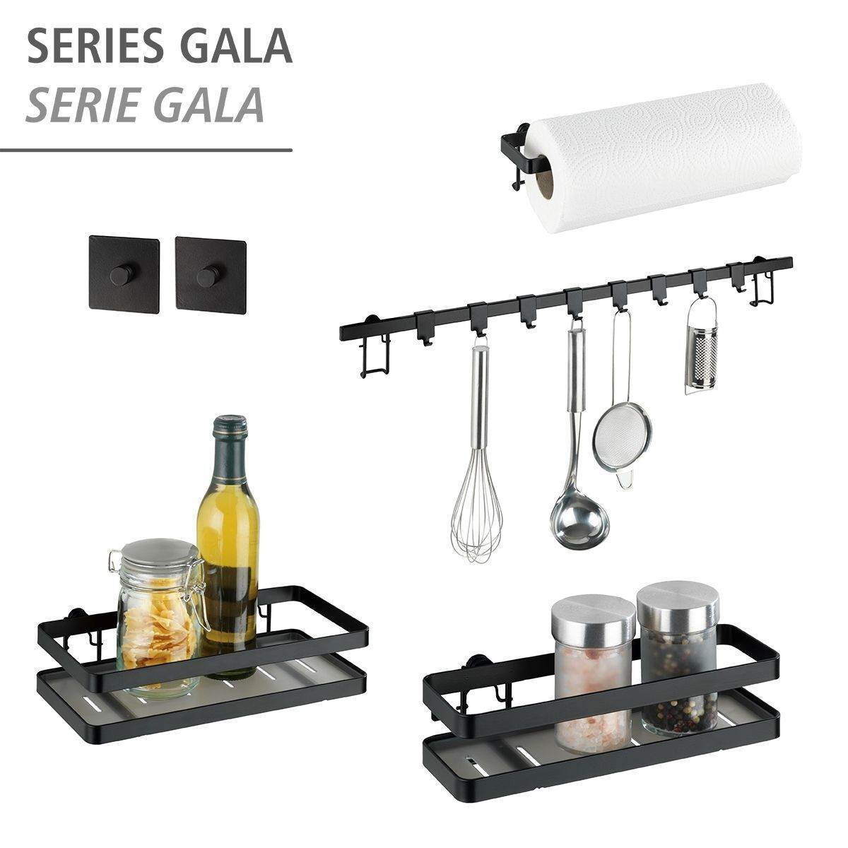 WENKO Multifunktionsregal Gala, Küchenregal mit Küchenrollenhalter Ablage und 6 Haken Produktabbildung 7