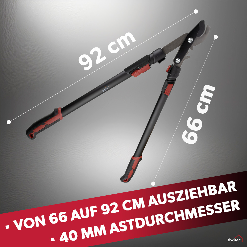 siwitec Getriebe-Teleskop-Astschere SG-21, Bypass Klinge, Aluminiumgriff, schwarz-rott Produktabbildung