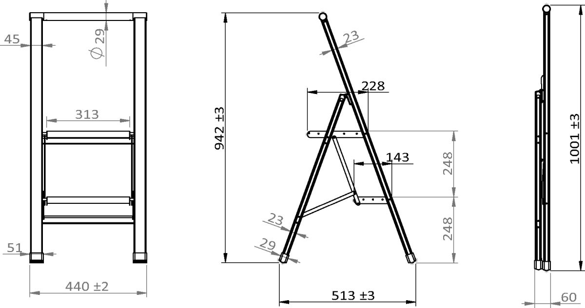 WENKO Alu-Design Klapptrittleiter 2-stufig, rutschfeste Haushaltsleiter, Sicherheitsleiter, Farbwahl Produktabbildung 8