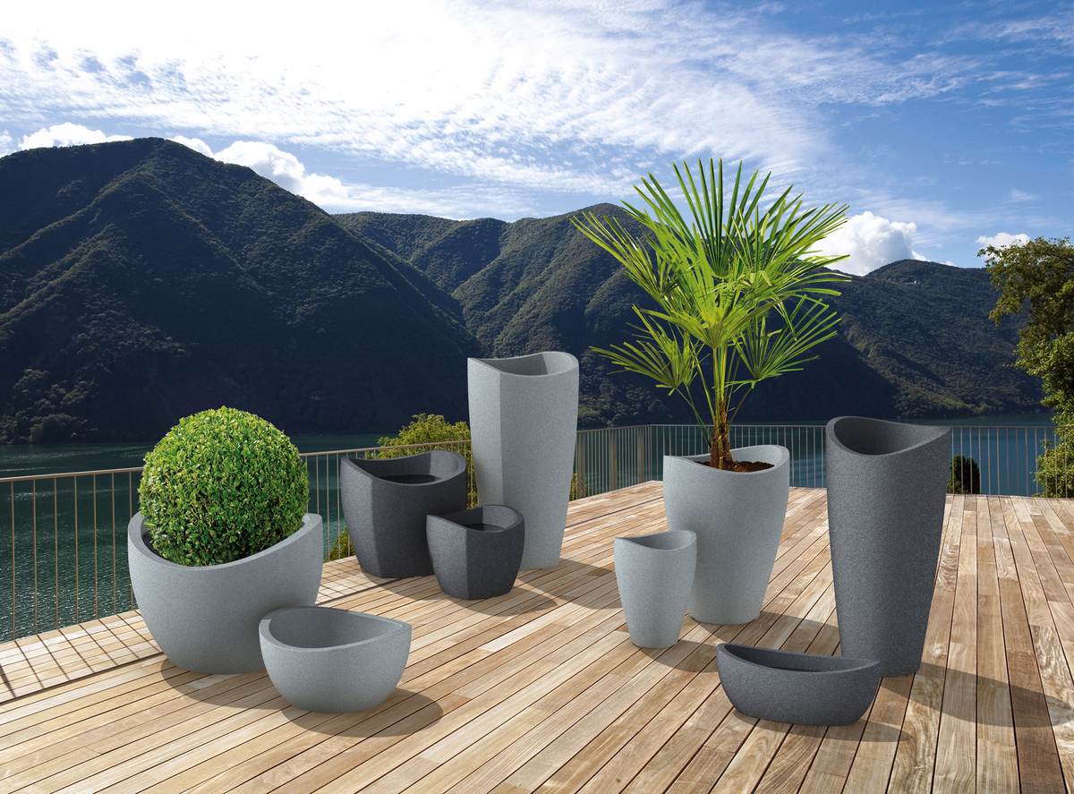 Scheurich Blumentopf Wave Globe für Innen & Aussen, runder Kübel, Schwarz Granit, Ø 30 cm Produktabbildung 12