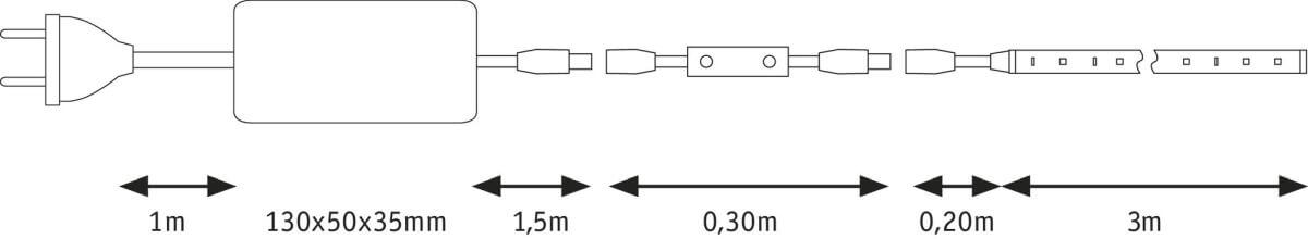 Paulmann SimpLED Power Strip Set Warmweiß, 33W, beschichtet, inkl Schnurdimmer, 1100 lm | m Produktabbildung 8