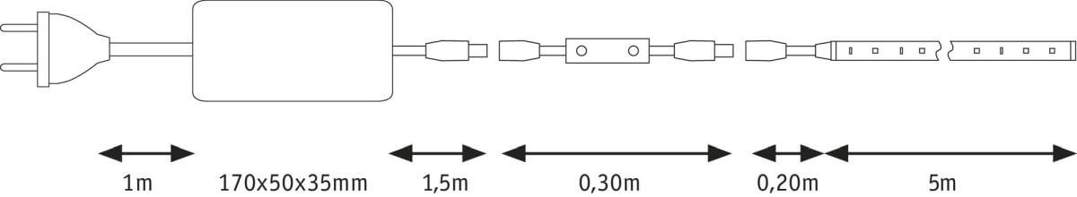 Paulmann SimpLED Power Strip Set Warmweiß, 33W, beschichtet, inkl Schnurdimmer, 1100 lm | m Produktabbildung 5
