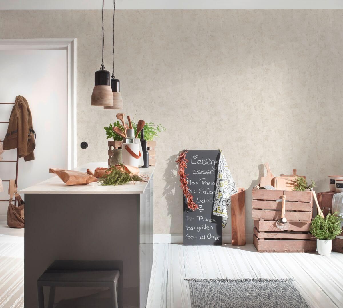 AS Creation Blooming Beige | Einfarbige Tapete Produktabbildung 5