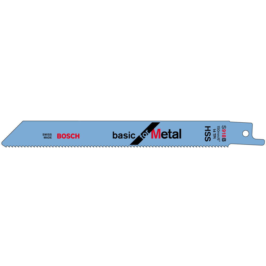 BOSCH Säbelsägeblatt Metall S 918 BF, 150 mm, BIM, 2 Stück, 1,8 & 14 TPI, für Metall, Buntmetall, Aluminium Produktabbildung