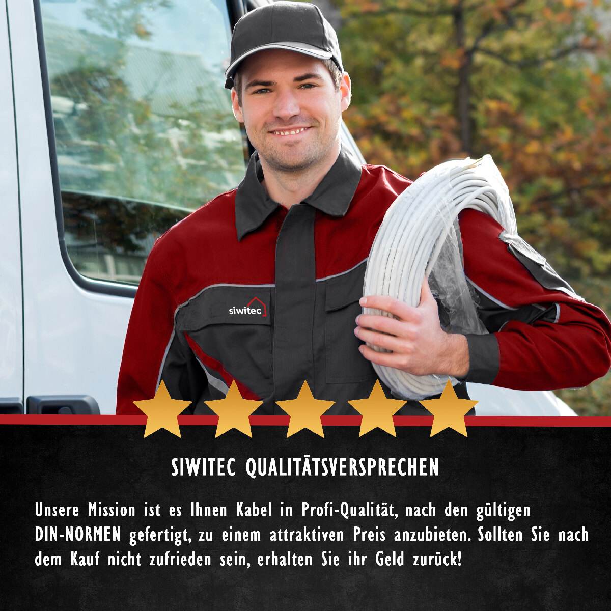 siwitec NYM-J 5 x 10mm² Kabel, Meterware, Installationskabel, Mantelleitung, Stromkabel nach Maß, grau Produktabbildung 5