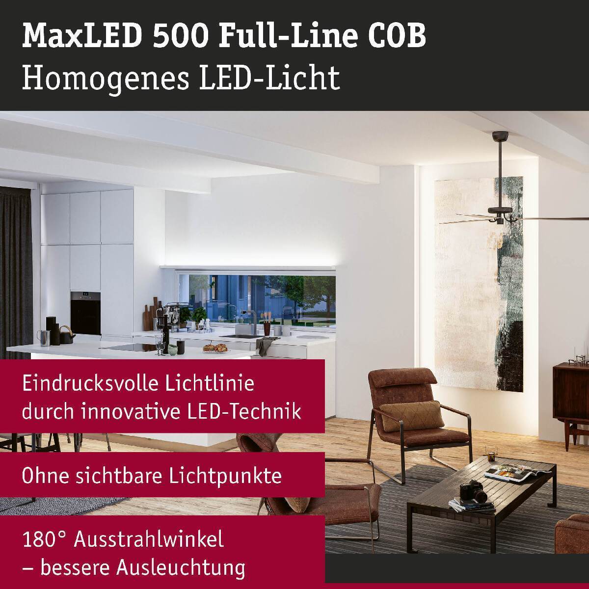Paulmann MaxLED 500 LED Strip Full-Line COB Einzelstripe 2,5m 13W 600lm|m 640LEDs pro m Tunable White Produktabbildung 5
