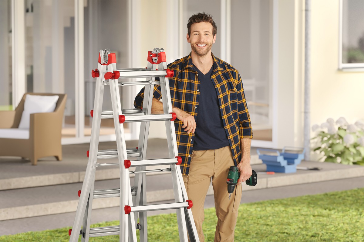 Hailo 2A-Ware M80 Multifunktions-Teleskopleiter, 4x4 Sprossen, zusammenschiebbare Leiter  Alu Produktabbildung 8