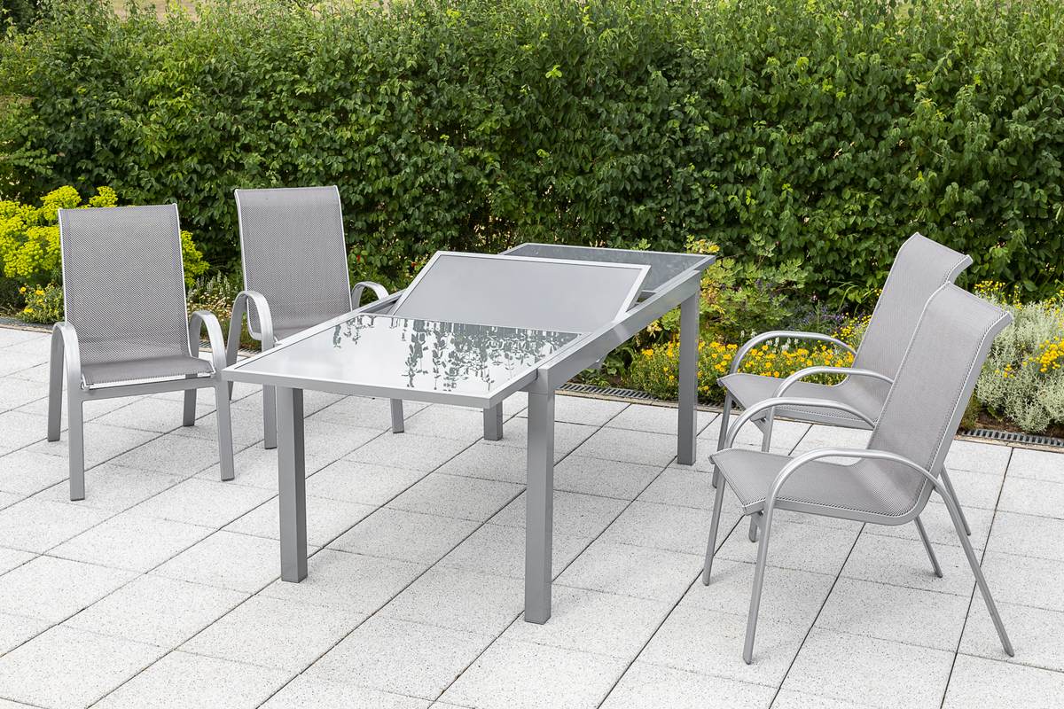 YOURSOL by Merxx Gartenmöbel Set Amalfi für 4 Personen mit Ausziehtisch