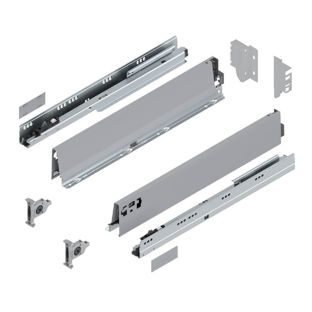 Blum TANDEMBOX Schubkasten M Vollauszug BLUMOTION Soft-Close, zum Anschrauben, Grau, 65kg, 65cm Produktabbildung 1