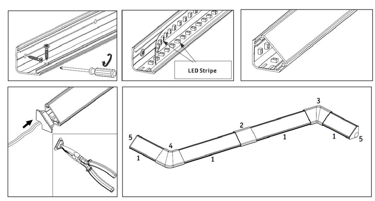 Paulmann LED-Stripe Profil Function Delta, 1, 2 m kürzbar | Endkappe Profil mit Diffusor (1m) Produktabbildung 9
