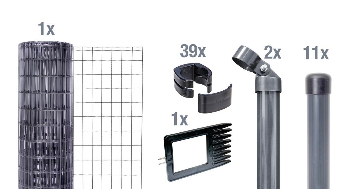 Alberts Zaunset Fix-Clip Pro zum Einbetonieren, Anthrazit-metallic, 122 cm hoch, 25 m lang Produktabbildung