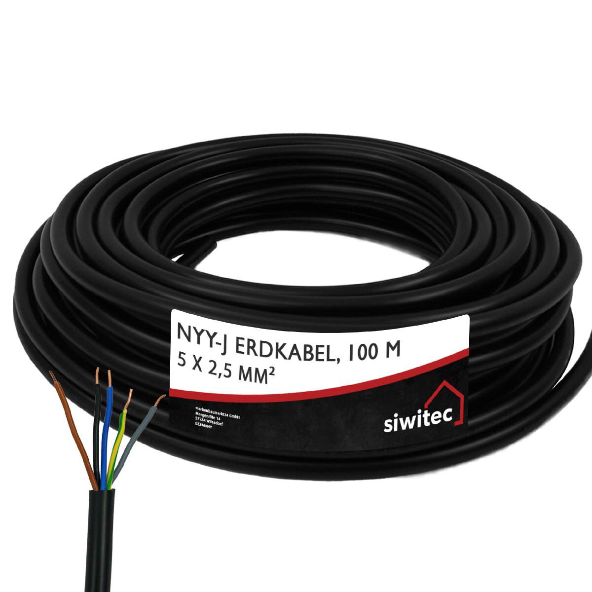 siwitec NYY-J Erdkabel 3 oder 5-adrig mit 1,5 oder 2,5 mm² Aderquerschnitt, Installationskabel Produktabbildung 1