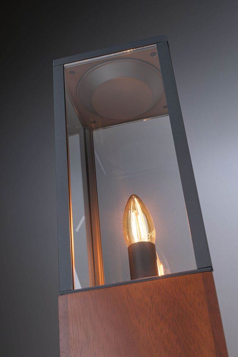 Paulmann Plug & Shine Basisset Pollerleuchte Venea, 40 cm, 24 V, IP44, Holz, Schwarz, 1900 K Gold Produktabbildung 5