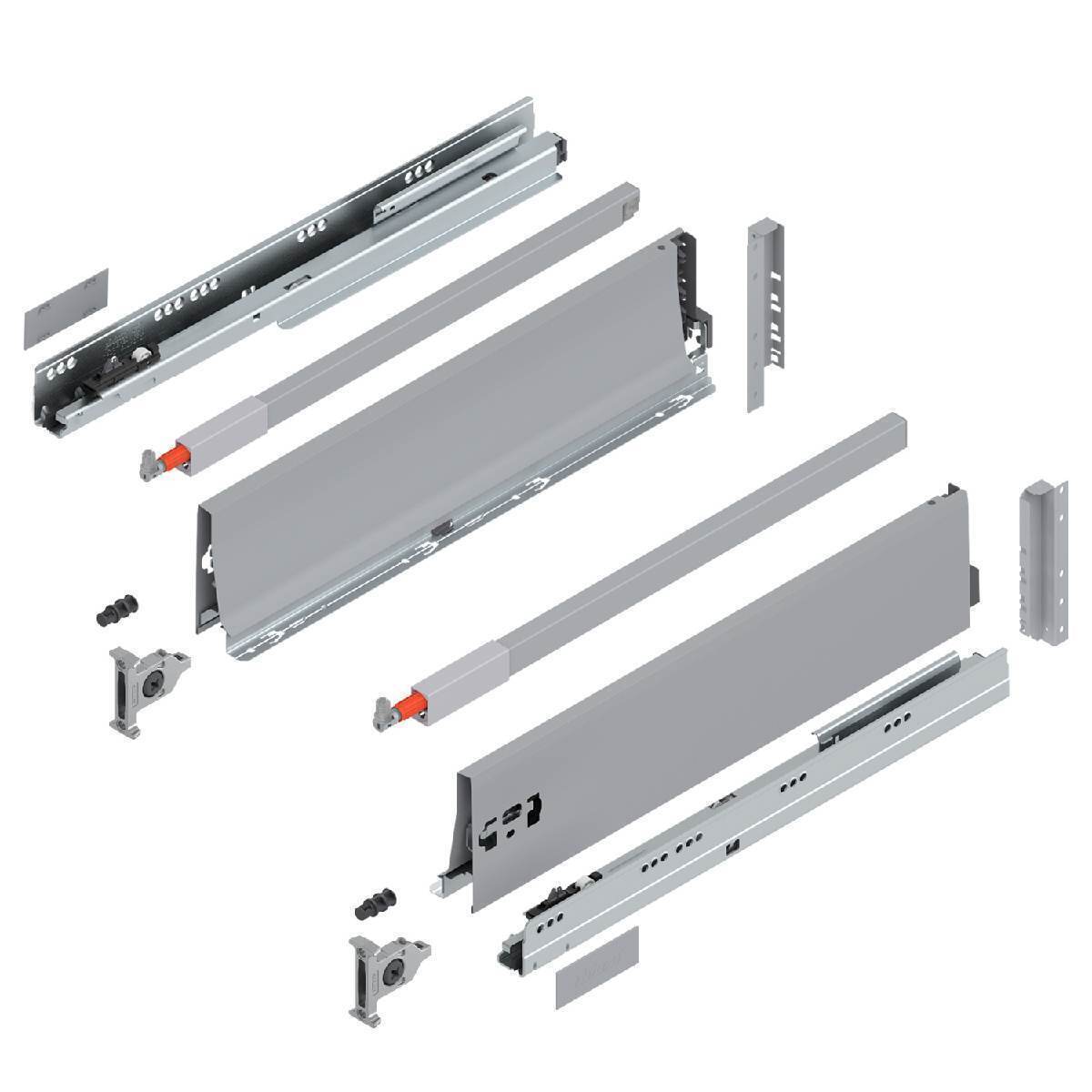 Blum TANDEMBOX Frontauszug Reling D Vollauszug K-Zarge BLUMOTION, zum Anschrauben, Grau, 65kg, 65cm Produktabbildung 1