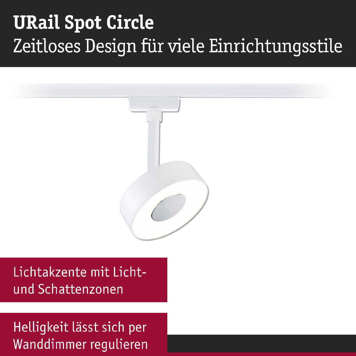 Paulmann URail LED Spot Circle, Schienensystem inkl Leuchtmittel, Warmweiß, Deckenlampe, Signalweiß Bild 9 Paulmann URail LED Spot Circle, Schienensystem inkl Leuchtmittel, Warmweiß, Deckenlampe, Signalweiß Produktabbildung 9