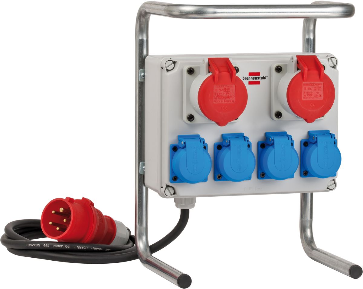 Brennenstuhl Kompakter Kleinstromverteiler BKV 2|4 G IP44 Baustromverteiler 2m Kabel Produktabbildung 1