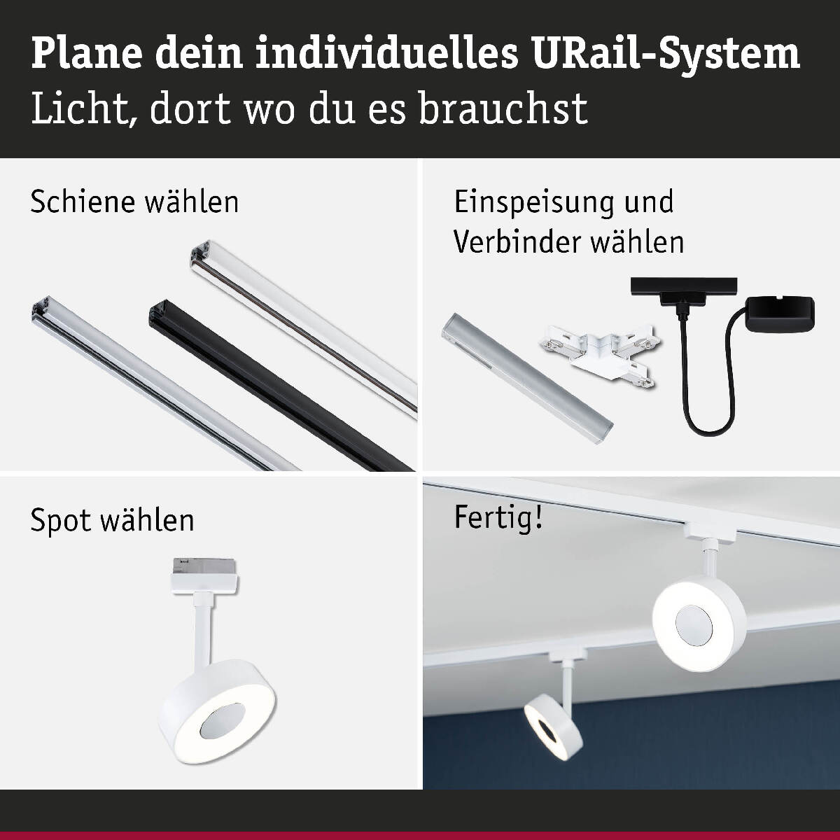 Paulmann URail LED Spot Circle, Schienensystem inkl Leuchtmittel, Warmweiß, Deckenlampe, Signalweiß Bild 10 Paulmann URail LED Spot Circle, Schienensystem inkl Leuchtmittel, Warmweiß, Deckenlampe, Signalweiß Produktabbildung 10