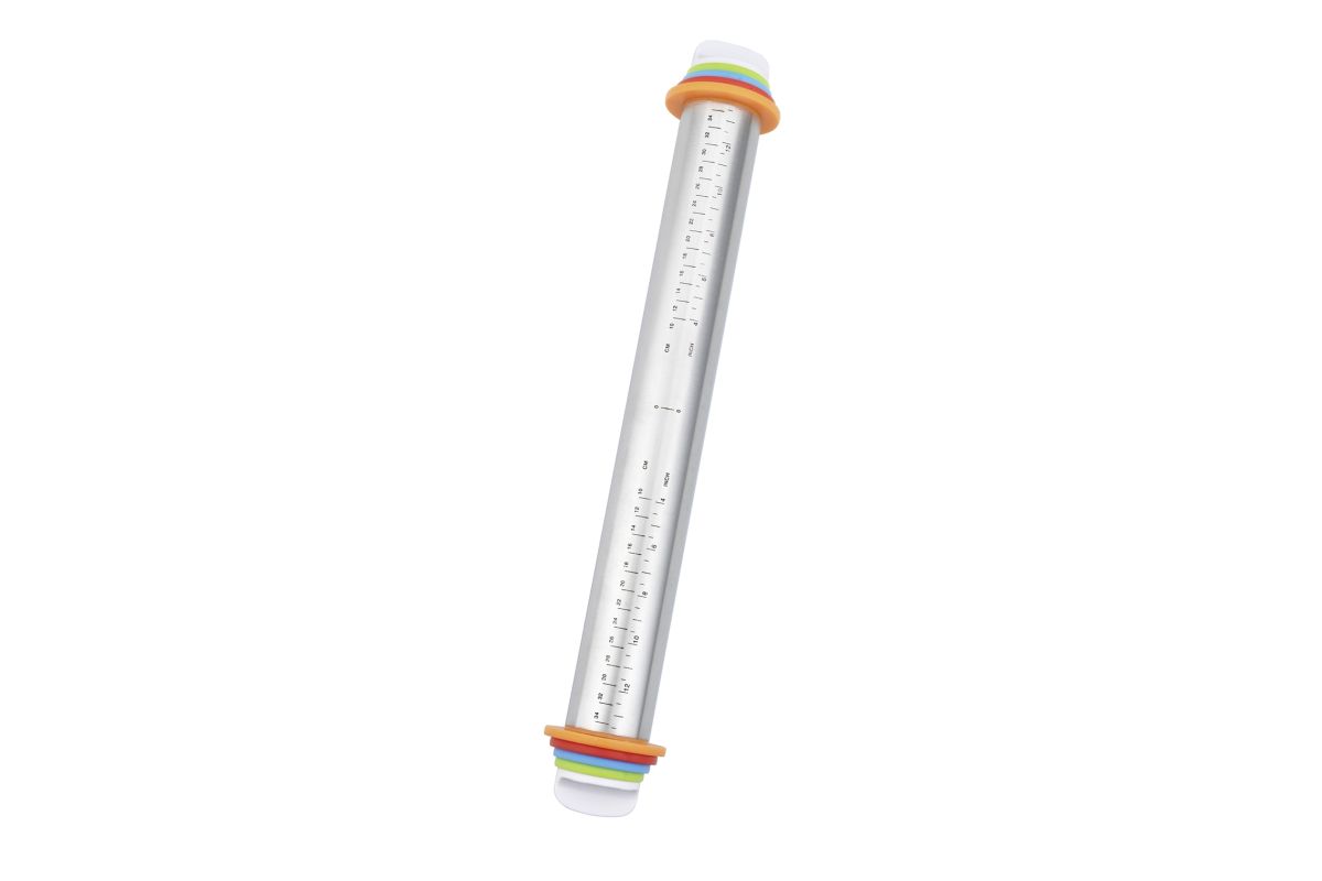 Maximex Edelstahl-Teigrolle mit Abstandshalter & Messskala Produktabbildung 1