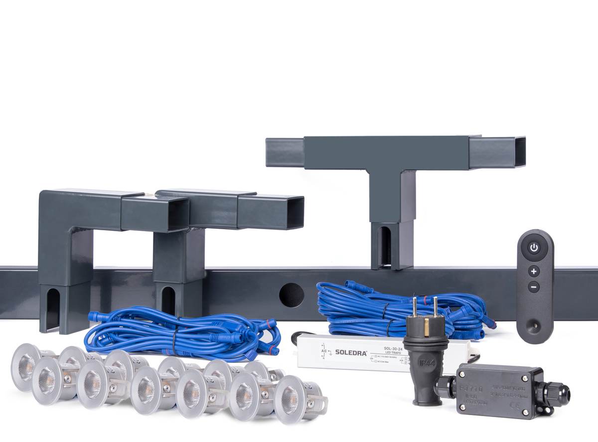 Alberts Highlight Lichtsystem, Aufsatz für 5 - 15 m Zaunlänge und 2,5 m breite Doppelstabmatten Produktabbildung