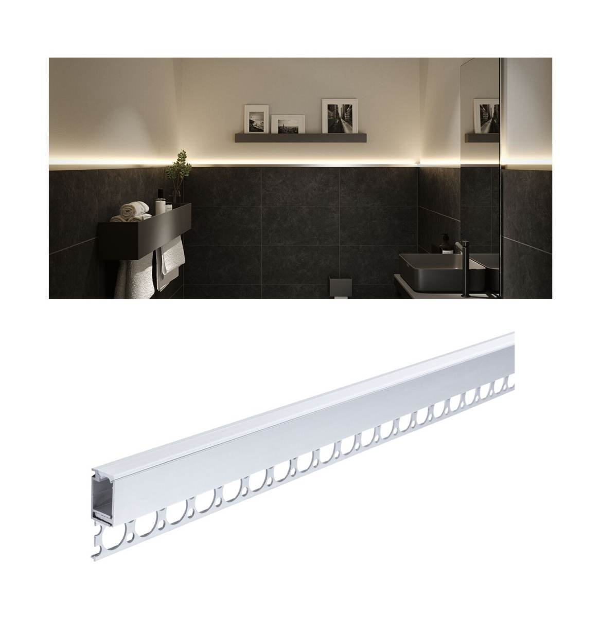 Paulmann LumiTiles LED Strip Einbauprofil, 1 m oder 2 m, Alu eloxiert | Satin, Indirektes Licht Produktabbildung 11